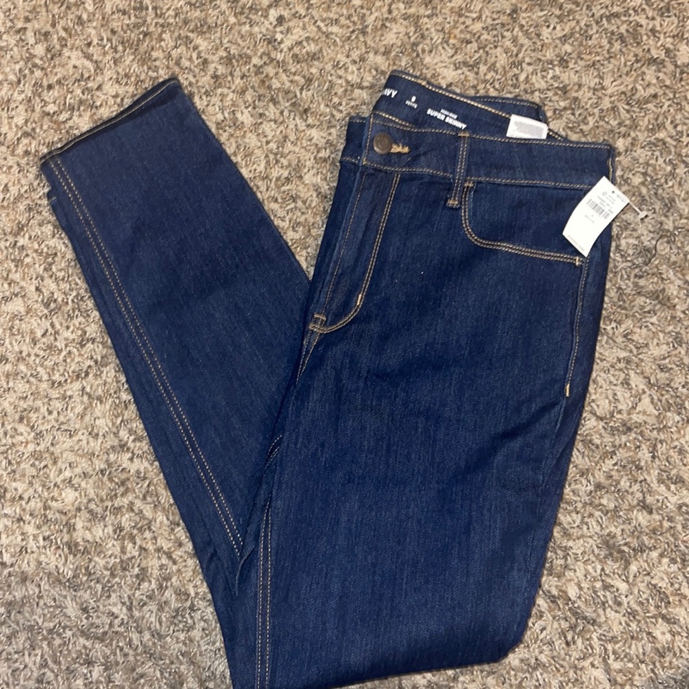 High rise super skinny blue jeans